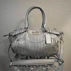 Coach Madison Gathered Taupe Leather Sophia Satchel